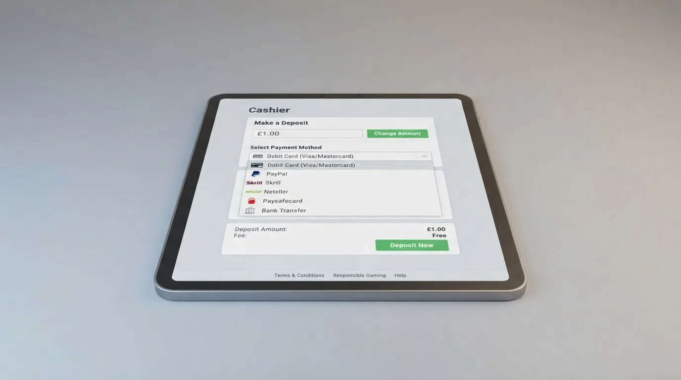 A tablet displaying a side-by-side comparison of UK casino deposit minimums and welcome bonus terms across multiple operators