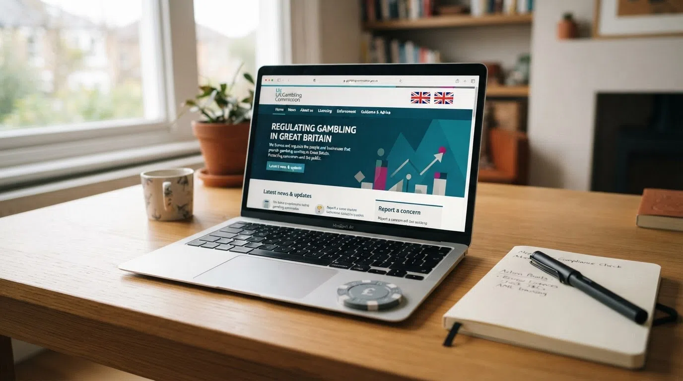 The UK Gambling Commission logo alongside regulatory text on a white background